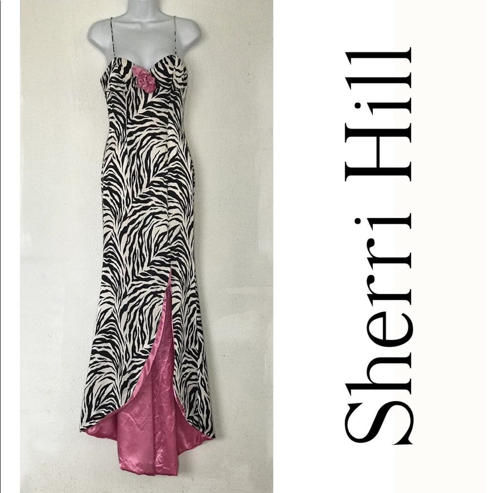 Sherri Hill Prom Silk Dress Zebra Stripes Mermaid